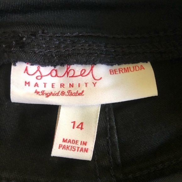 Ingrid & Isabel Maternity Black Crossover Panel Raw Hem Bermuda Jean Shorts 14 - Picture 10 of 16